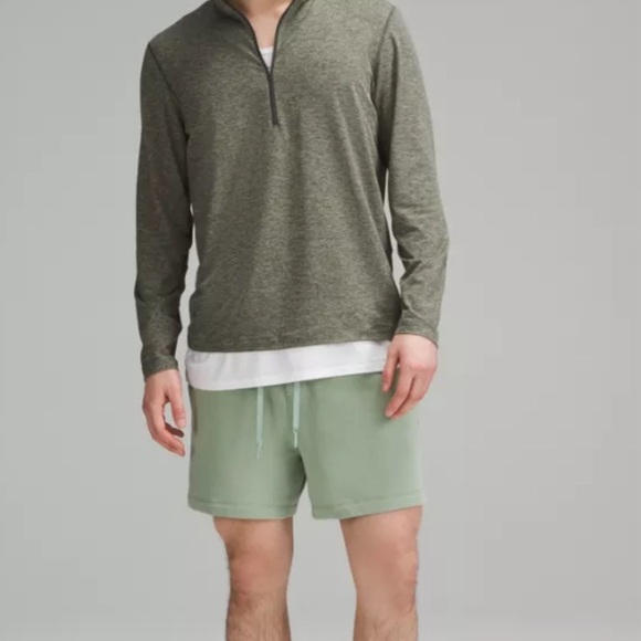 Lululemon Soft Jersey Half Zip M/Heathered Slate Brown/Heathered Army Green - Picture 3 of 6